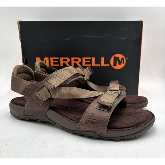 MERRELL TERRANT STRAP J91517 Men's NEW Mesh Sandals Brown US Size 12 NIB - Picture 1 of 11